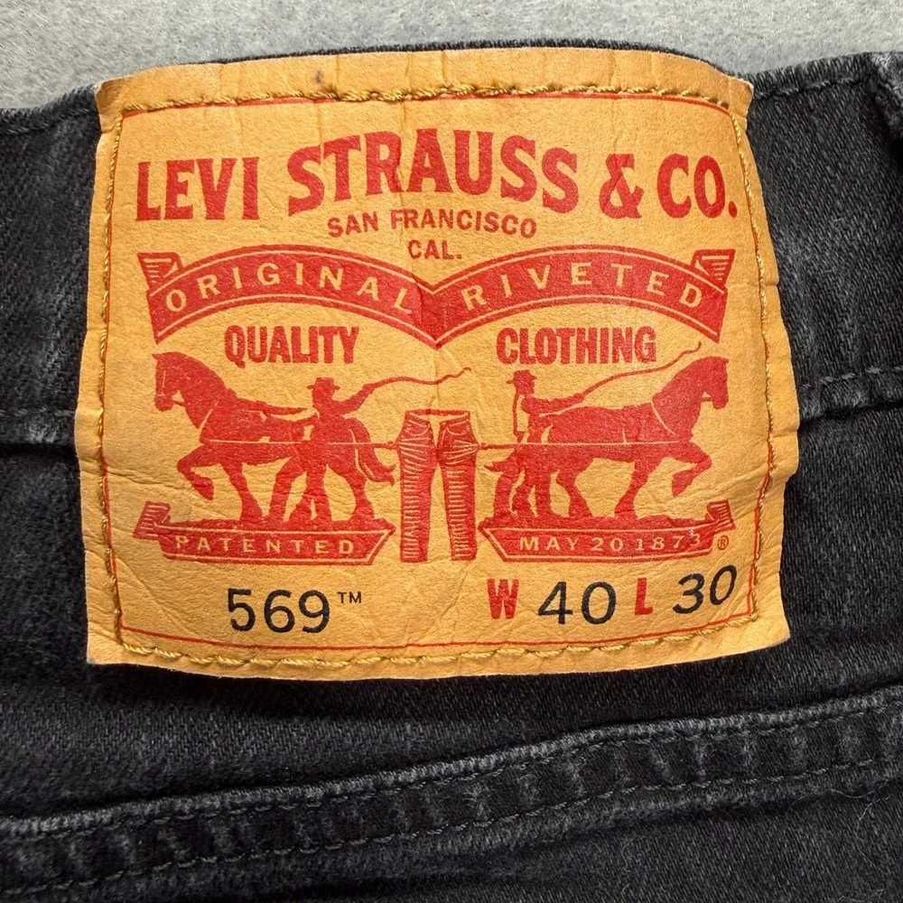 Levi's 569 Loose Straight Jeans Mens 40x30 Black Denim 00569-0125
